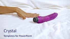  Presentation with vibration - PPT theme having vibration - woman's hand reaching for dildo background and a sky blue colored foreground