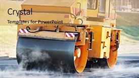  Presentation with asphalt pavement - Beautiful presentation theme featuring vibration roller compactor at asphalt backdrop and a yellow colored foreground