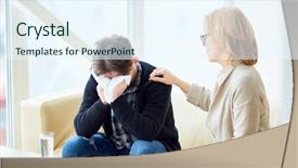  Presentation with sharing - Slide set featuring victim - psychologist giving advice to her background and a sky blue colored foreground