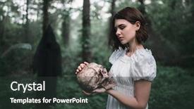  Presentation with death - Cool new theme with victim holds human skull death backdrop and a dark gray colored foreground