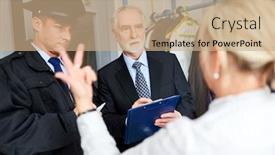  Presentation with police police - PPT theme featuring victim-makes-offender-description background and a coral colored foreground