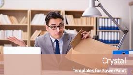  Presentation with office - Colorful PPT theme enhanced with victim services - businessman receiving parcel backdrop and a  colored foreground