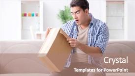 Presentation with empty - Beautiful theme featuring victim services - man receiving empty parcel backdrop and a  colored foreground