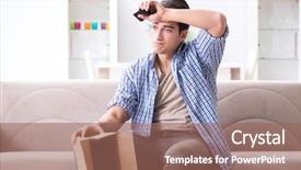  Presentation with empty - Cool new slide deck with victim services - man receiving empty parcel backdrop and a coral colored foreground