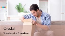  Presentation with history empty tomb of jesus - Theme having victim services - man receiving empty parcel background and a coral colored foreground