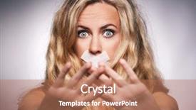  Presentation with woman in sea - Audience pleasing slide set consisting of victim witness - woman with mouth sealed plaster backdrop and a coral colored foreground