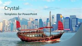  Presentation with hong kong city day - Slide deck consisting of victoria harbor in hong kong background and a sky blue colored foreground