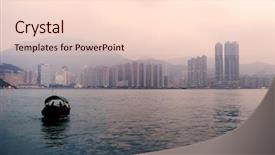  Presentation with fishing boat - Amazing slide set having victoria harbor in hong kong backdrop and a lemonade colored foreground