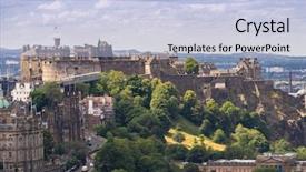  Presentation with hill - Presentation theme featuring victorian city - edinburgh castle with cityscape background and a light blue colored foreground