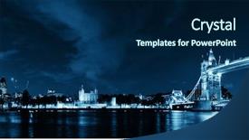  Presentation with tower - Slides with victorian city - tower bridge panorama over thames background and a navy blue colored foreground
