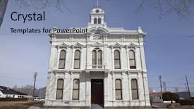  Presentation with usa government - Audience pleasing PPT layouts consisting of victorian courthouse in bridgeport california backdrop and a seafoam green colored foreground