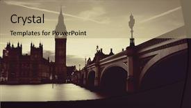  Presentation with dusk - Presentation design with victorian england - big ben and house background and a coral colored foreground