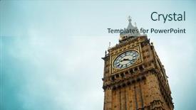  Presentation with victorian - Beautiful presentation design featuring victorian england - big ben closeup in westminster backdrop and a sky blue colored foreground