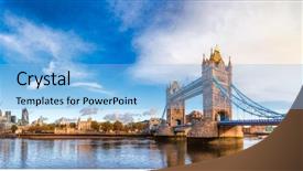  Presentation with london - Theme with victorian england - london cityscape panorama with river background and a light blue colored foreground