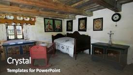  Presentation with interior cottage - Presentation theme with victorian era - interior of a vintage cottage background and a dark gray colored foreground