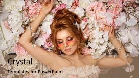  Presentation with masquerade ball - Beautiful slides featuring victorian era - luxury model in vintage style backdrop and a coral colored foreground