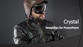  Presentation with airplane pilot - PPT theme enhanced with victorian era - old airplane pilot with brown background and a dark gray colored foreground