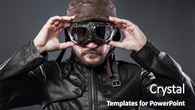  Presentation with fighter plane old airplane - Beautiful presentation featuring victorian era - old airplane pilot with brown backdrop and a dark gray colored foreground