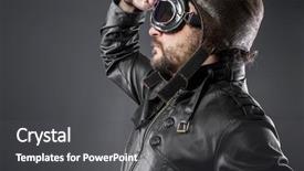  Presentation with brown leather - Colorful PPT theme enhanced with victorian era - old airplane pilot with brown backdrop and a dark gray colored foreground