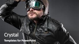  Presentation with fighter plane old airplane - PPT theme consisting of victorian era - retro old airplane pilot background and a dark gray colored foreground