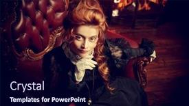  Presentation with victorian era - Colorful presentation design enhanced with victorian era concept beautiful woman in elegant historical dress and hairstyle sits in armchair in vintage interior baroque fashion backdrop and a navy blue colored foreground