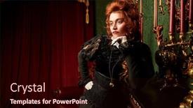  Presentation with victorian era - Beautiful slide deck featuring victorian-era-concept-beautiful-woman backdrop and a wine colored foreground