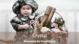  Presentation with victorian - Slides featuring victorian style portrait of cute little girl dressed in the formal wear background and a violet colored foreground