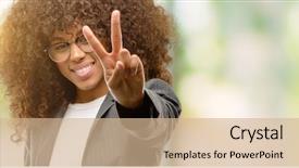  Presentation with african american in computer business - Theme having smile hand - african american business woman wearing background and a coral colored foreground