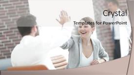  Presentation with win win - Beautiful slide deck featuring victorious business team celebrating your backdrop and a light gray colored foreground