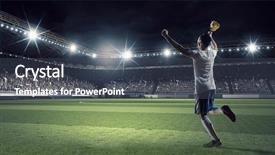  Presentation with soccer - Slide deck featuring sports balls fun 3d render - victorious soccer player mixed media background and a ocean colored foreground