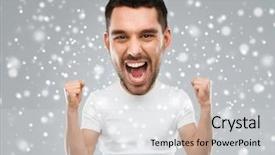  Presentation with cartoon character - Beautiful slide deck featuring victory and screaming funny cartoon backdrop and a light gray colored foreground