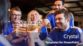  Presentation with victory sport - Amazing PPT theme having victory at bar or pub backdrop and a navy blue colored foreground