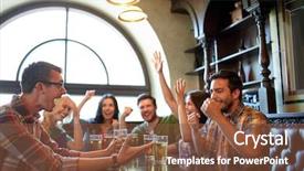  Presentation with victory sport - Audience pleasing theme consisting of victory at bar or pub backdrop and a tawny brown colored foreground