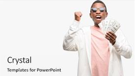  Presentation with power bank - Theme having victory expressing big success power background and a white colored foreground