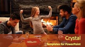  Presentation with victory - Beautiful PPT layouts featuring victory in the card game backdrop and a tawny brown colored foreground