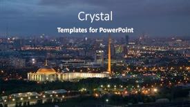  Presentation with illumination - Colorful PPT theme enhanced with victory park on poklonnaya hill with illumination at summer night in moscow russia backdrop and a ocean colored foreground