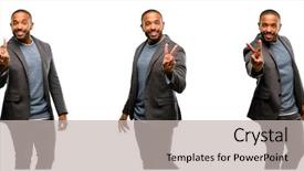  Presentation with african american christianity - Presentation design having victory sign - african american man with beard background and a  colored foreground