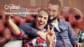  Presentation with joyful - Amazing slide set having victory sign - joyful couple taking selfie picture backdrop and a  colored foreground