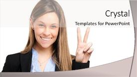  Presentation with victory - Presentation theme consisting of victory sign isolated on white background and a  colored foreground