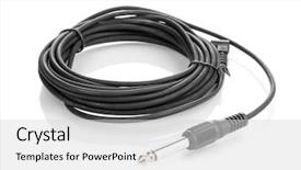  Presentation with audio enthusiasts - Cool new PPT theme with video abstract electric - audio cable isolated on white backdrop and a light gray colored foreground