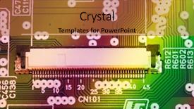  Presentation with microchips on electronic circuit board - PPT theme consisting of video abstract electric - modern electronic board close-up background and a red colored foreground