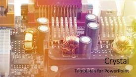  Presentation with motherboard - Presentation theme enhanced with video abstract electric - modern electronic board motherboard close-up background and a coral colored foreground