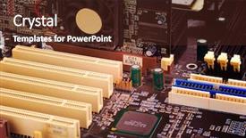  Presentation with motherboard - Amazing PPT theme having video abstract electric - modern electronic board motherboard close-up backdrop and a tawny brown colored foreground