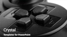  Presentation with video game - Cool new presentation theme with video arrow - game-pad closeup backdrop and a dark gray colored foreground