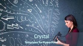  Presentation with shooting - Slides enhanced with video arrow - photographer girl shooting images while background and a ocean colored foreground