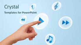  Presentation with media - Cool new PPT theme with newsletter icon indicating latest breaking news items weekly or daily facts blue road sign arrow backdrop and a light blue colored foreground