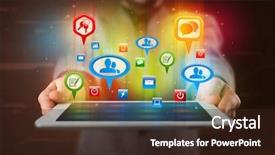  Presentation with music sign colorful - Amazing theme having video background e business - young businessman presenting modern tablet backdrop and a wine colored foreground