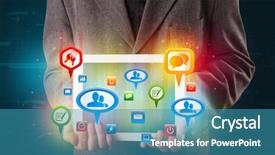  Presentation with tablet - Presentation design featuring video background e business - young businessman presenting modern tablet background and a teal colored foreground