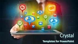  Presentation with tablet - Slides consisting of video background e business - young businessman presenting modern tablet background and a wine colored foreground