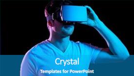  Presentation with virtual technology - Beautiful presentation design featuring video background purple - 3d technology virtual reality entertainment backdrop and a teal colored foreground